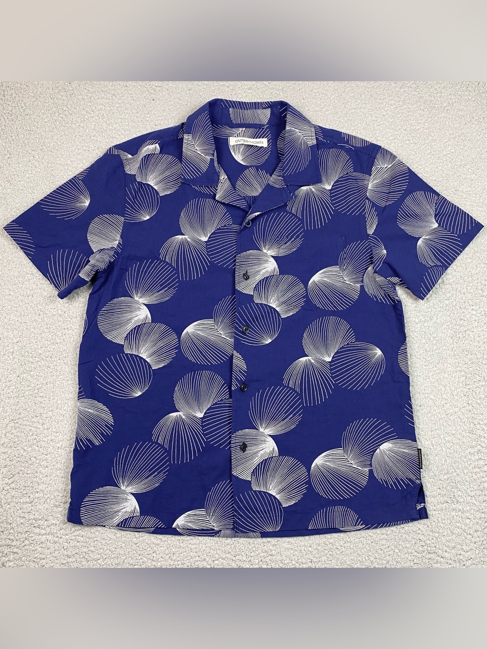 Outerknown Shirt Men's Size S Blue Camp Loop Collar Short Sleeve Button Beach